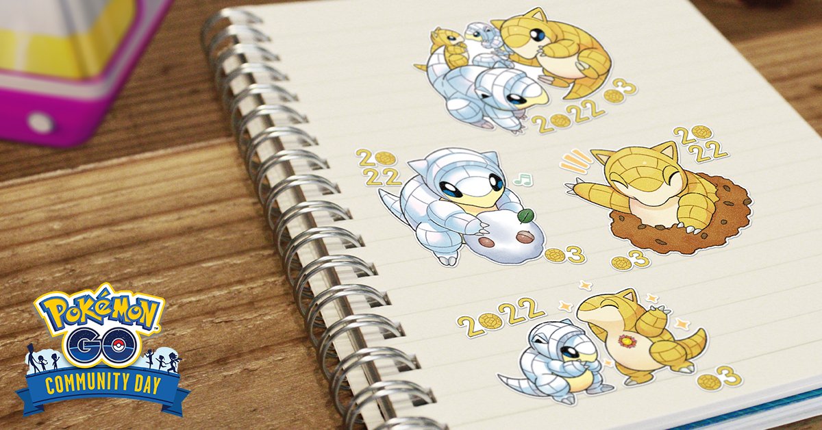 PokemonGOfr's tweet image. De nouveaux stickers sont disponibles en Sabelette et Sabelette d&apos;Alola dans la Boutique ! Partagez une capture d&apos;écran de votre sticker préféré ci-dessous, Dresseurs. 👇 #PokemonGOCommunityDay