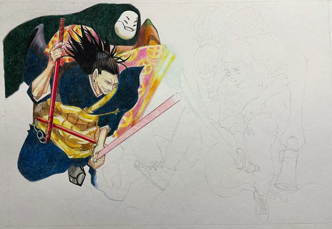 呪術廻戦 色鉛筆で描いてみる。 #呪術廻戦 #模写 #色鉛筆イラスト