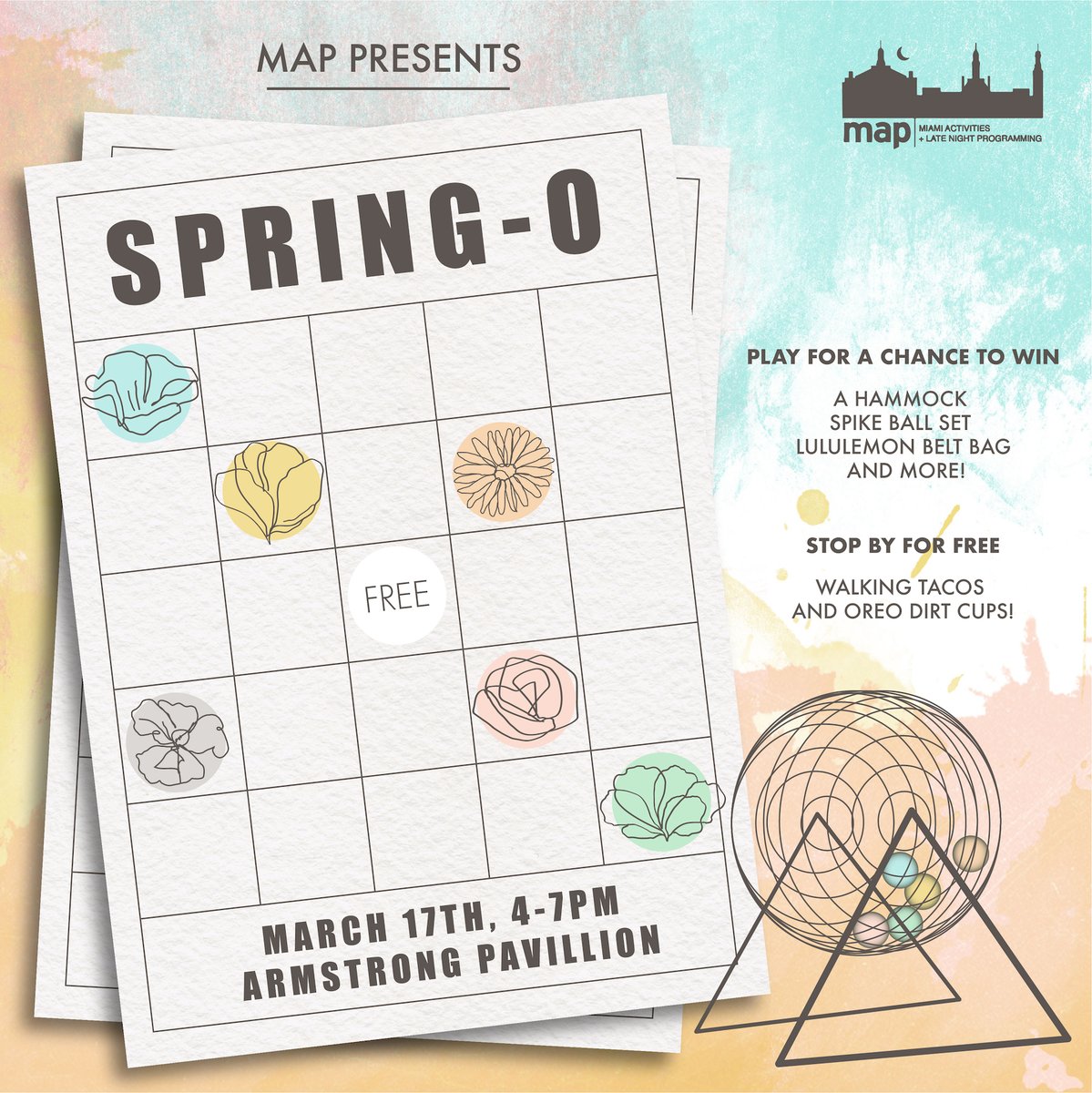 Miami MAP (@miami_map) on Twitter photo SPRING IS HERE AND SO IS BINGO!!! π πΈβοΈ  Come to SPRING-O this Thursday in the Armstrong Pavillion from 4-7 to win some awesome prizes and for delectable food π€€ (rumor has it there will be walking talks and dirt cups). Hope to see you there πππ₯³ SPRING IS HERE AND SO IS BINGO!!! π πΈβοΈ  Come to SPRING-O this Thursday in the Armstrong Pavillion from 4-7 to win some awesome prizes and for delectable food π€€ (rumor has it there will be walking talks and dirt cups). Hope to see you there πππ₯³