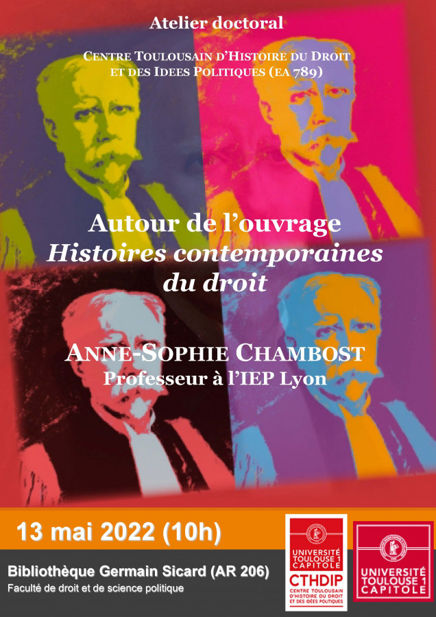 univdroit_03's tweet photo. [Atelier] 13/05 | Histoires contemporaines du droit.  @UT1Capitole #CTHDIP https://t.co/rcH8RdOids https://t.co/eMOQcaP1v2