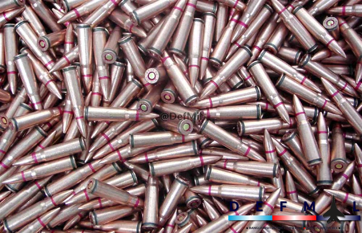 DefMil's tweet photo. #BangladeshOrdnanceFactories (BOF) to ramp up small arms ammunition production by 25 million. Presently they manufacture about 100 million rounds of 7.62x39, 7.62x51 and 7.62x54 mm rounds munitions. Increase will focus on 7.62x39 and 7.62x54 mm lines. #DEFMIL #MadeInBangladesh https://t.co/FgxfoFzIms