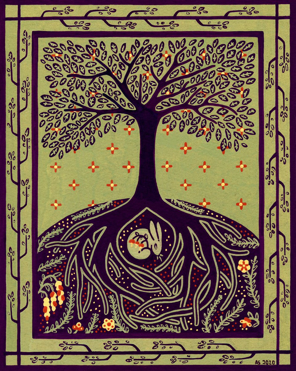 aspenceart's tweet photo. asleep beneath the heartwood 🌿 https://t.co/FOqcBnMQQO