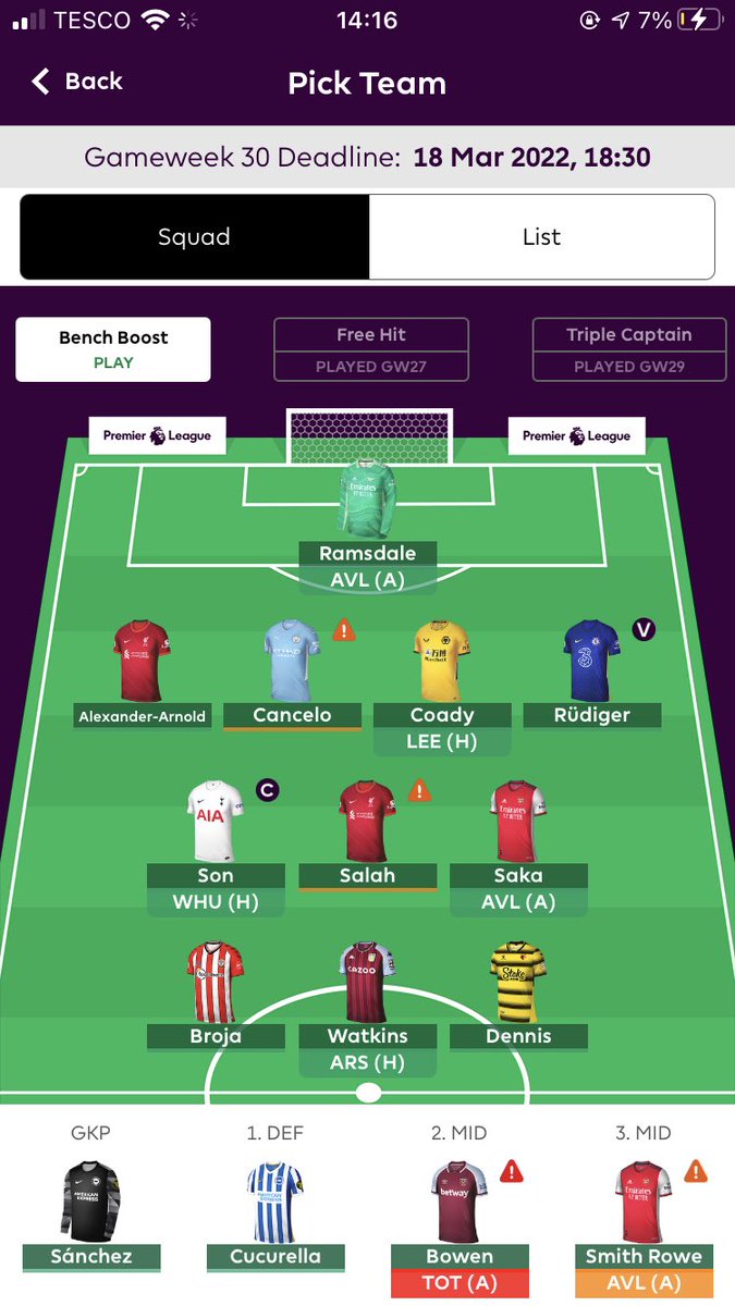 UTDBoz's tweet photo. No free hit either … anyone got any advice 😂#GW30 #FPL https://t.co/28GBUjbrjz
