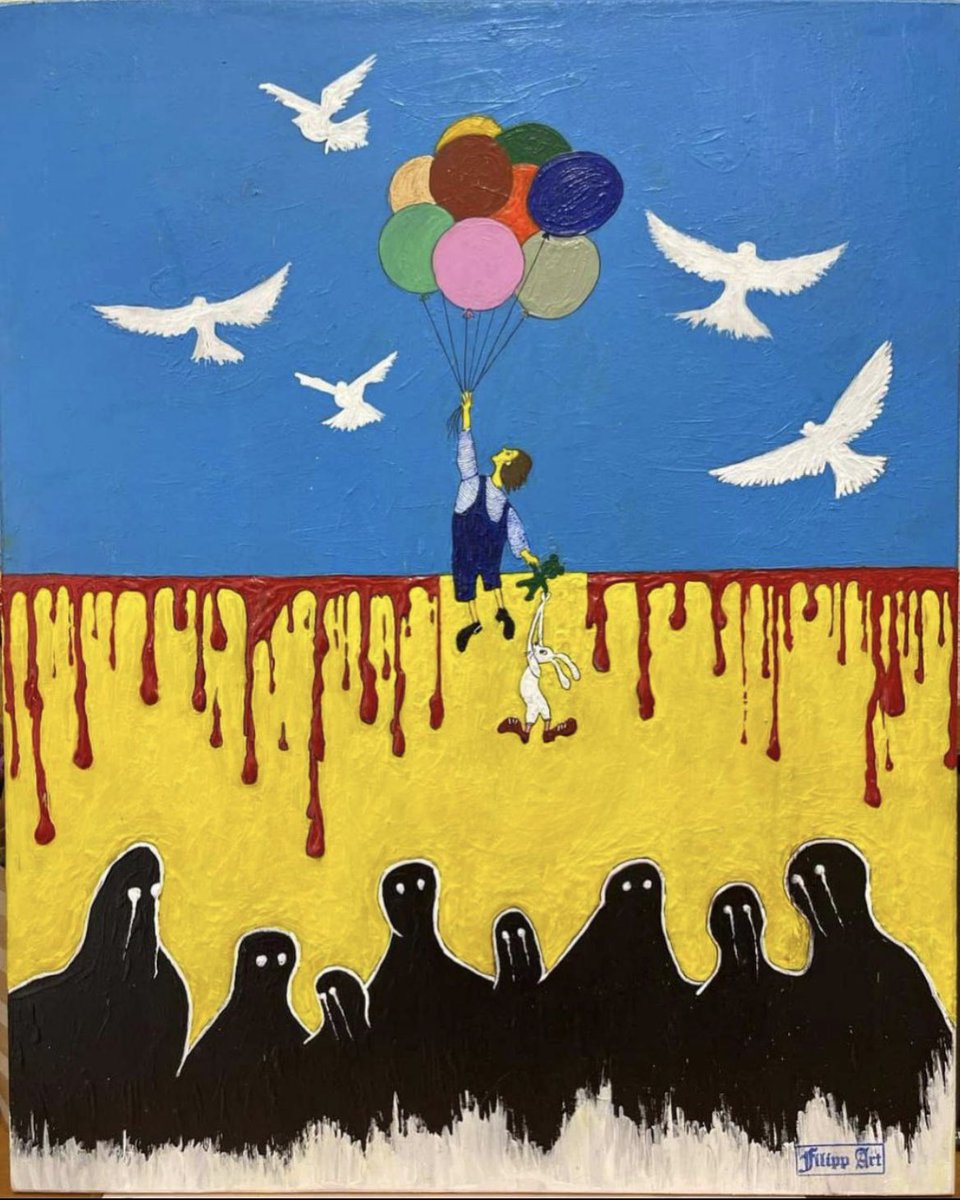 4:13 pm in #Ukraine 

Need to put the drawing in #warcoffee diary. 

It was made by the ninth-grader from Odesa. Spectacular.

My son went to do some outdoor training. Said that he needs to be strong to fight.