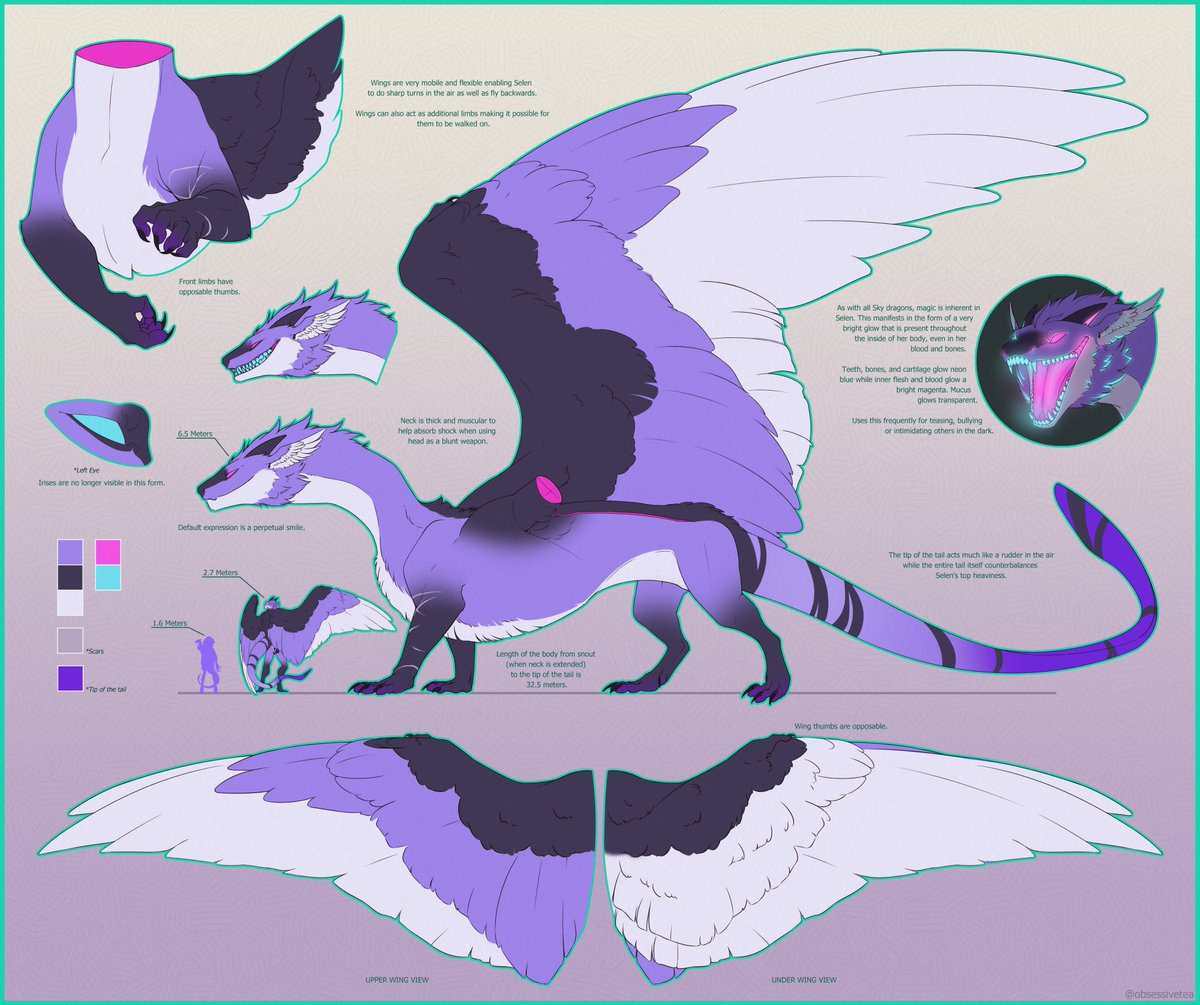 obsessivetea's tweet photo. A reference sheet of my design for Selen's dragon form. #Artsuki https://t.co/vQOJLzsLbe