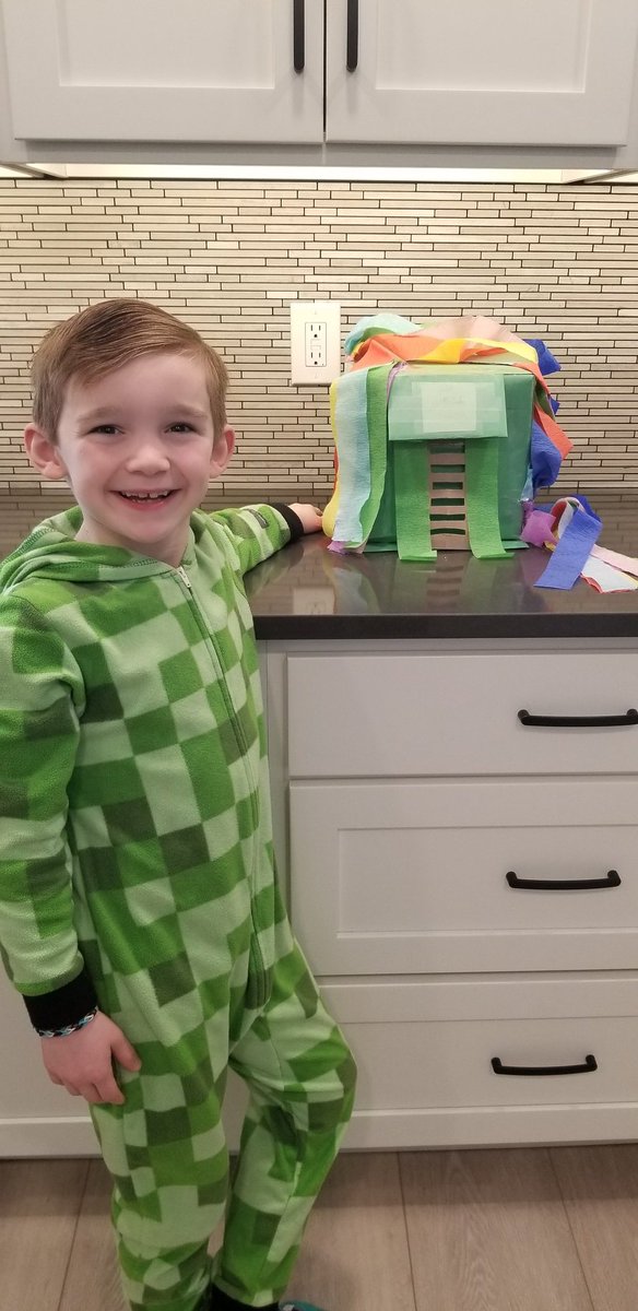 1st grade S.T.E.A.M. project ready for school! Designed and made all by himself. #box #paper #tape #streamers #toothpicks #EASD #BAINBRIDGEPROUD