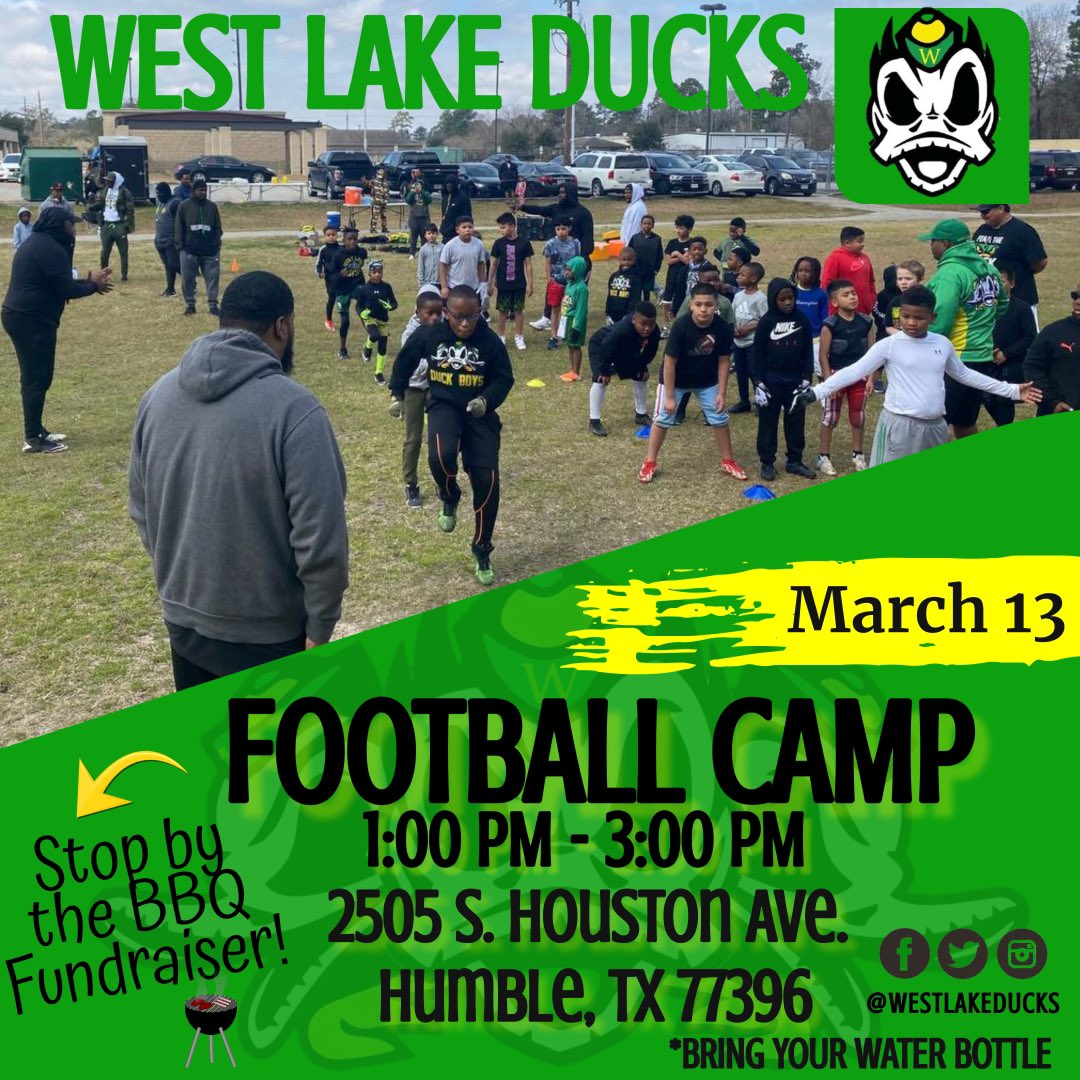 WestLakeDucks's tweet photo. It’s going down! ✅ 💪🏽 
Happening TODAY!!🦆🦆🏈📣💚💛 https://t.co/tH6PCoXsDC