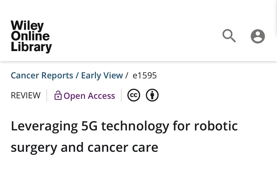 KruPandav's tweet image. I’m glad to share that my article titled “Leveraging 5G technology for robotic surgery and cancer care” has been published in the journal #CancerReports!

Happy reading! doi.org/10.1002/cnr2.1…

#UroSoMe #MedTwitter #SurgeryTwitter #AcademicTwitter