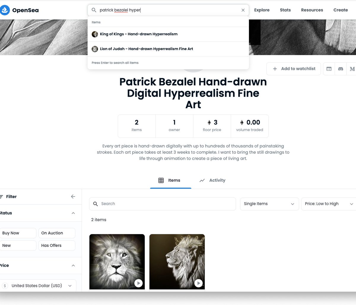 patrickbezalel's tweet photo. Just uploaded my fine art single edition NFT. Completely hand drawn over more than 3 weeks. 

More than 500 print editions have been sold but I decided to do a single digital animated edition for any collector that may be keen.

#hyperrealism 
#nftcollectors 
#NFTCollection https://t.co/JJ6IRkivx8