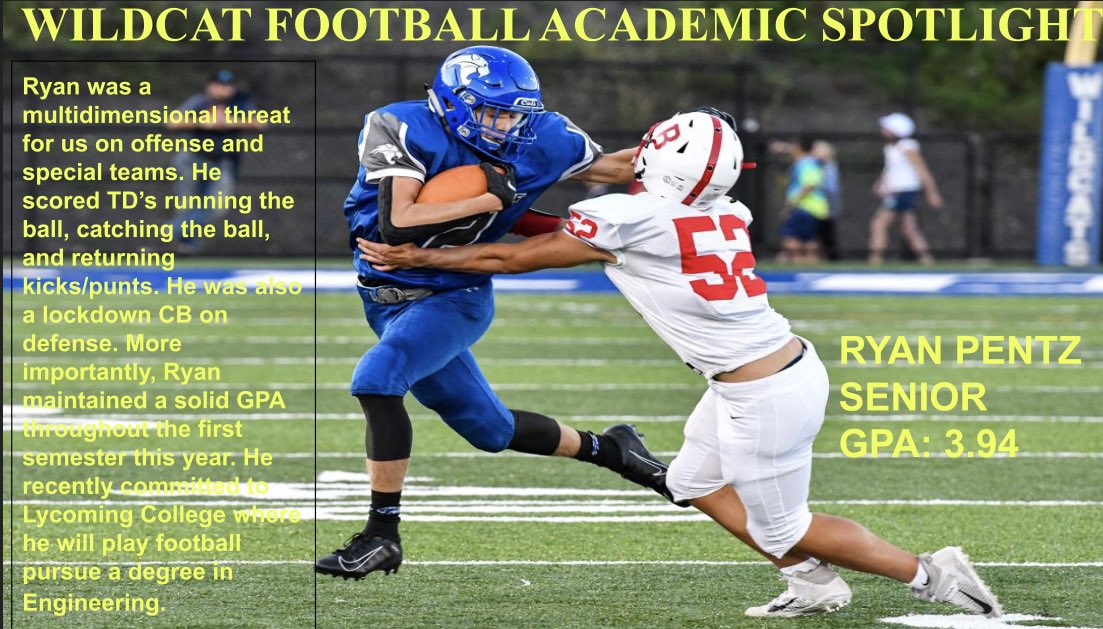 Congrats to Senior <a href="/RyanPentz3/">Ryan Pentz</a> for being chosen for our Weekly Wildcat Academic Spotlight! Can’t wait to sew you in action Ryan!