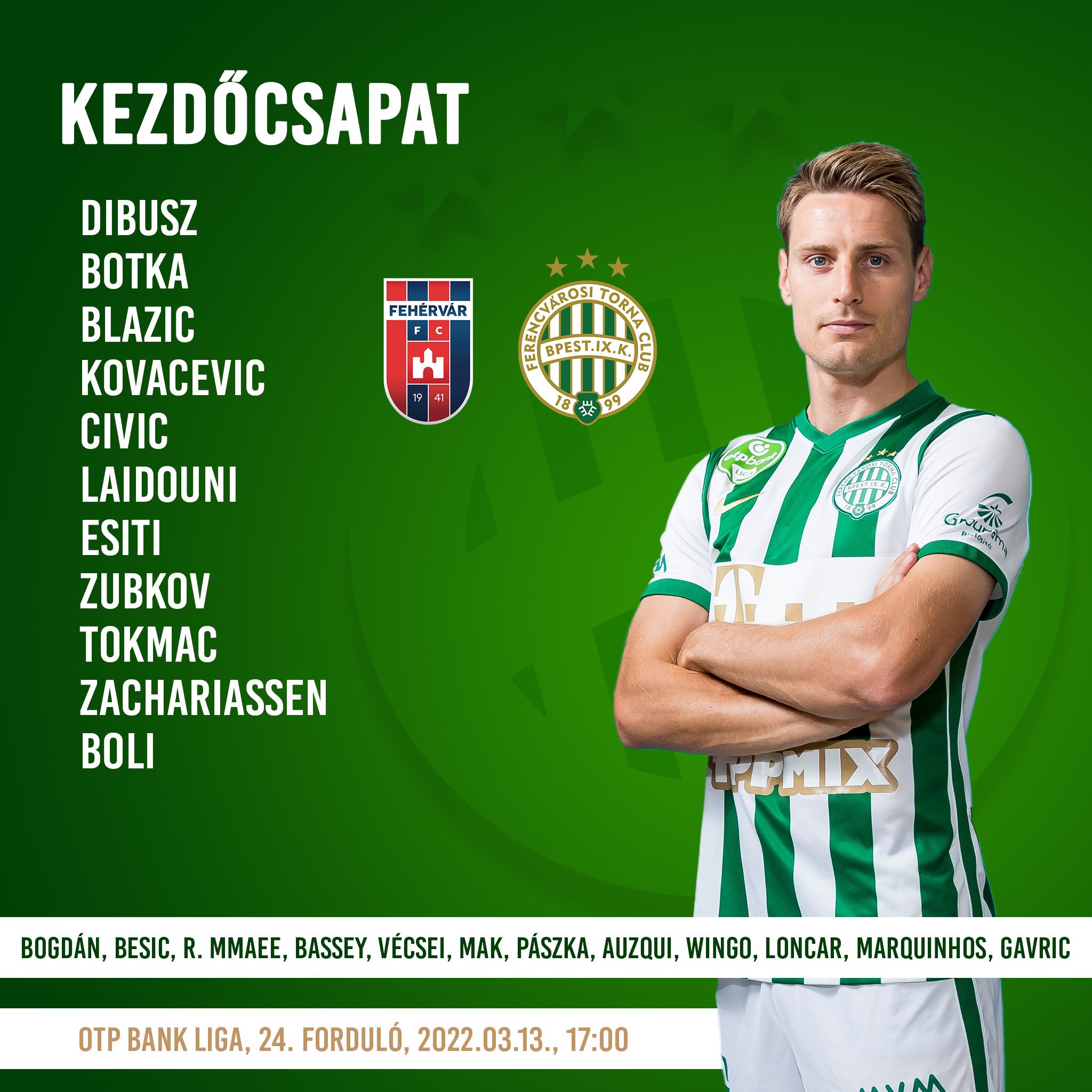 Ferencvárosi TC on X: The starting XI  / X