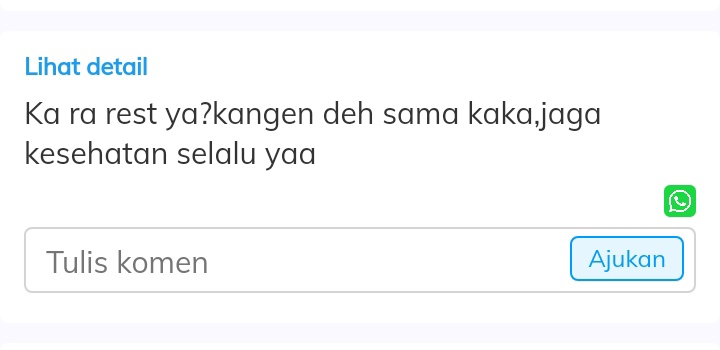 Iya beb kemaren kemaren aku rest. Tapi sekarang udah balik kok, cuman masih kinda ia😭❤️ kamu juga jaga kesehatan ya sender
