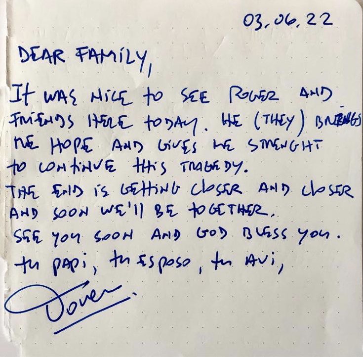 APjoshgoodman's tweet photo. “The end is getting closer and closer and soon we’ll be together,” Tomeu Vadell tells family in hand-written note from jail.
The letter was delivered by @StateSPEHA after a trip to Venezuela to meet with Americans the US says are being held as bargaining chips by Maduro https://t.co/BvYYN8JPSD