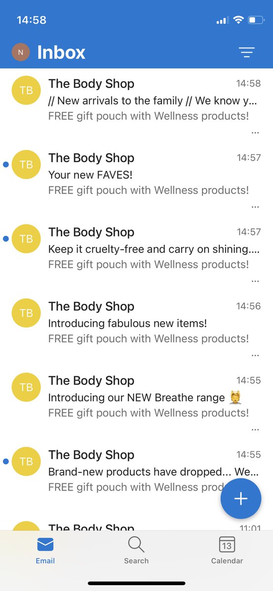 Are you ok <a href="/TheBodyShopUK/">The Body Shop UK</a>? So far today, I’ve had 10 identical emails from you