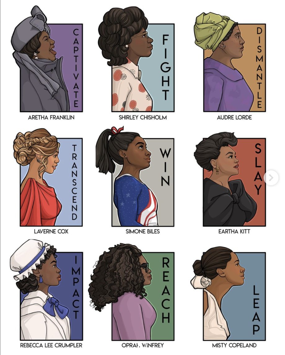 elcinfo's tweet photo. "Whether Black women are narrowing the wealth gap, fighting for free and fair elections or gearing up to assume one of the highest offices in the nation, when Black women lead, we all win."

#WomensHistoryMonth #BlackWomenLead 
(Beautiful artwork by: @karenhallionart) https://t.co/DpfTGXg8T8