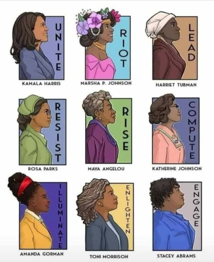 elcinfo's tweet photo. "Whether Black women are narrowing the wealth gap, fighting for free and fair elections or gearing up to assume one of the highest offices in the nation, when Black women lead, we all win."

#WomensHistoryMonth #BlackWomenLead 
(Beautiful artwork by: @karenhallionart) https://t.co/DpfTGXg8T8