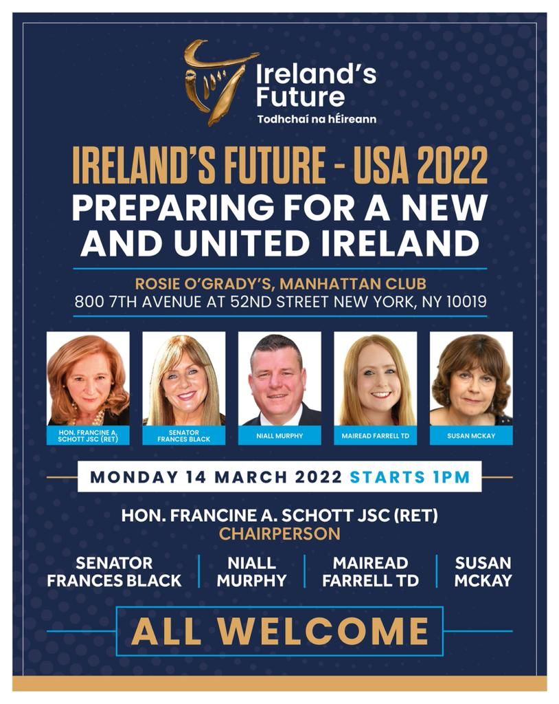 Farrell_Mairead's tweet photo. Looking forward to bring the conversation of Irish Unity to New York tomorrow 👇

If you're around pop in ☺️ https://t.co/dMVzwK6BqL
