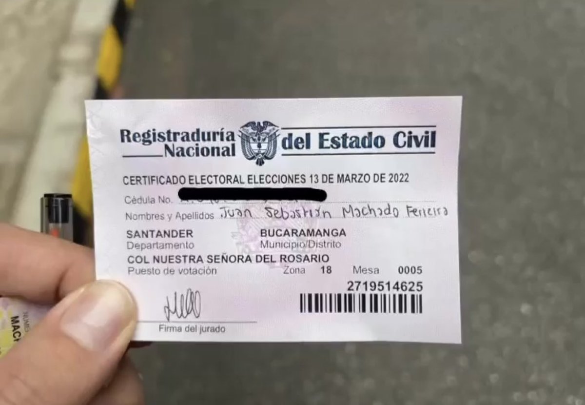 Listo el votico a ver si cambiamos el rumbo de nuestro país🇨🇴🙏🏻🦾