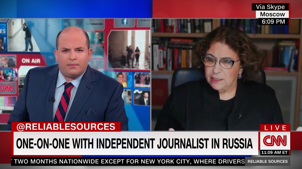 incrediblekulk's tweet photo. "I'm not afraid of anything. It's too late to be afraid" -- Yevgenia Albats, ballsy indy Russia journalist, who stayed in Moscow to report on Putin's War on #Ukraine, tells @brianstelter "I am so ashamed for my country. I feel badly shamed." Watch her YT: https://t.co/5nSfihRvqa https://t.co/HJwM0N4lpp