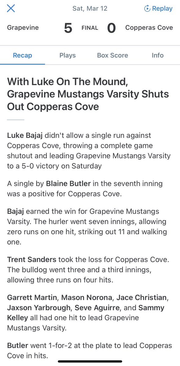 Good day on the mound. <a href="/Gvinebaseball/">Mustang Baseball</a>