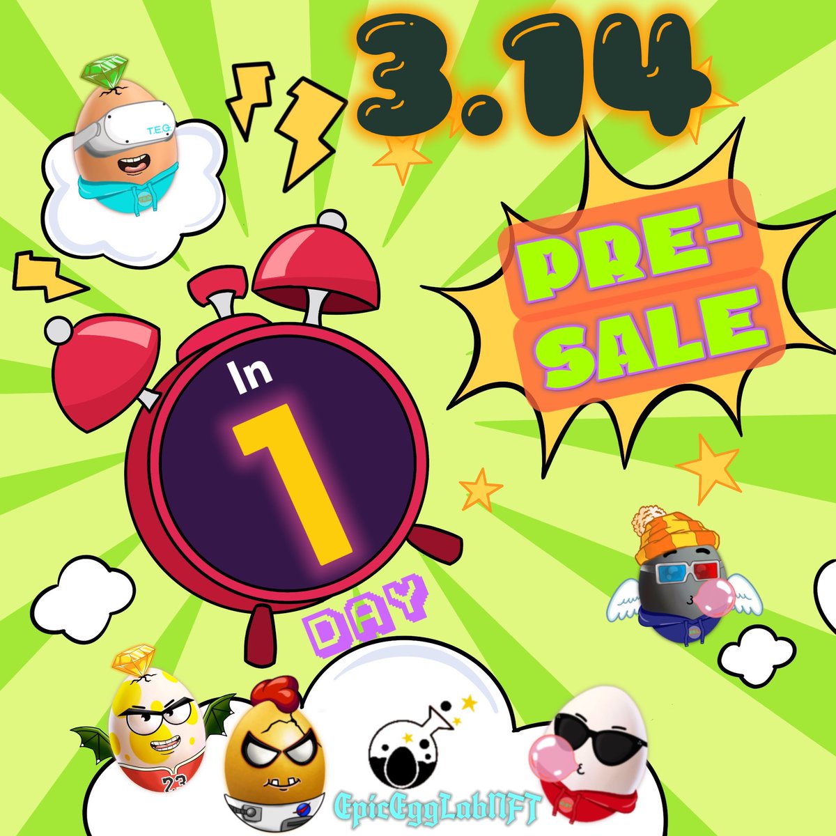 EpicEggLab's tweet photo. 1 day until Pre-Sale! Get ready, Future Egg Masters! Pre-Sale Mint will start at 00:00 PST on March 14th, 2022! Visit https://t.co/yk1JRGN9XL ! All links in bio!
.
#nft #nfts #epicegglabnft #theeggnft #solananft #solananfts #nftgiveaway https://t.co/o0CRFBKrsR