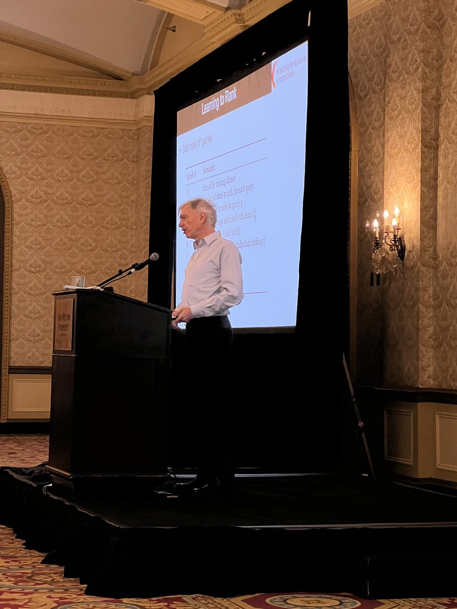 j_cole_smith's tweet image. ⁦@PVanHentenryck⁩ with a tour de force plenary at @InformsOS #ios2022 on learning and optimization, with applications to power flows, scheduling, vehicle reoptimization, fair rankings, and more. ⁦⁩