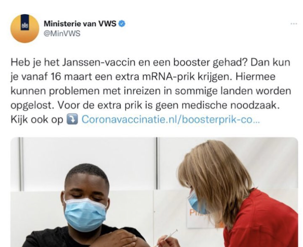 petervlemmix's tweet photo. Ministerie van VWS geeft nu openlijk toe dat boosterprik alleen nodig is voor reizen en geen medisch nut heeft. Dat was dus een paar maanden terug nog een complottheorie. https://t.co/Gbic4XEZmC