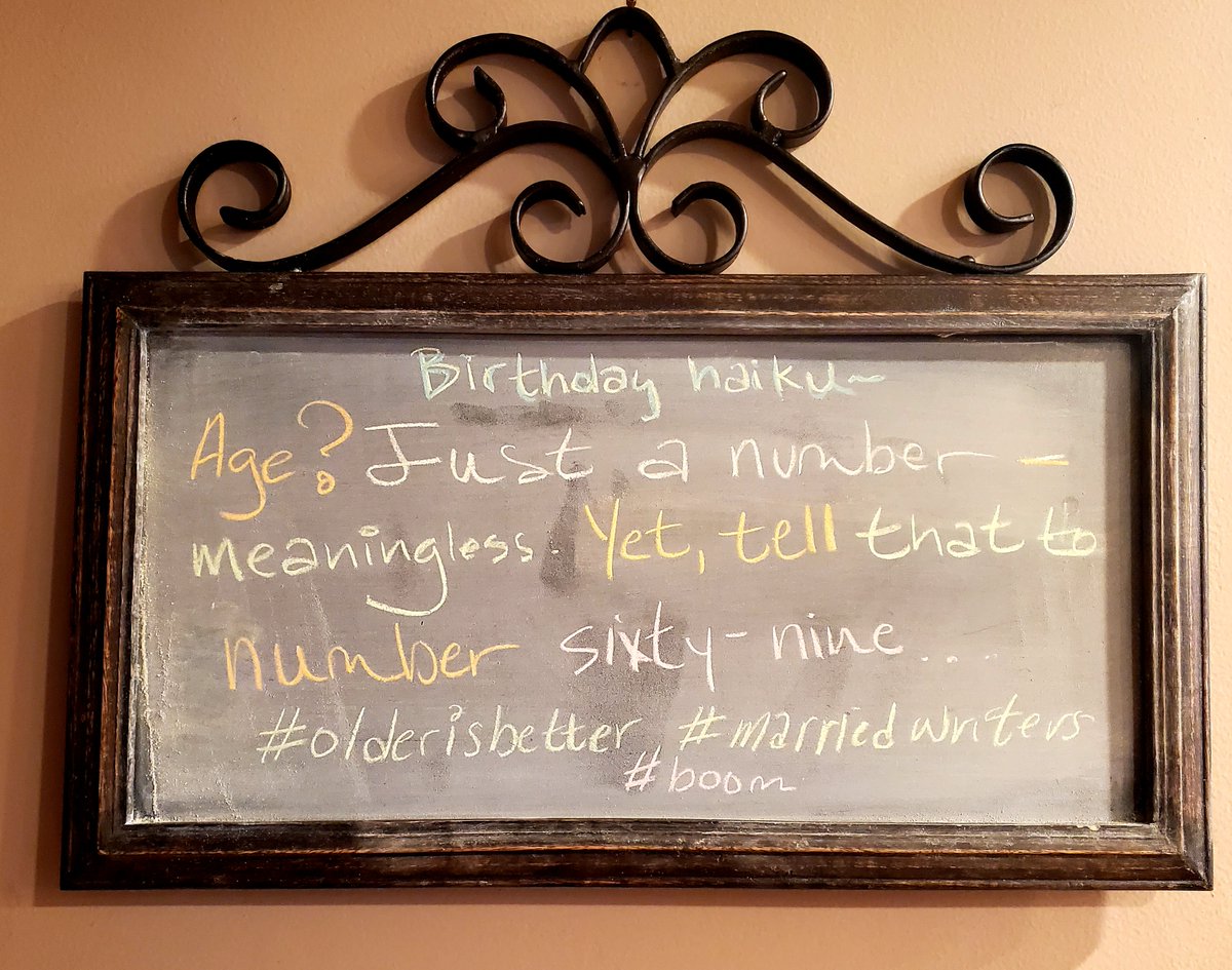 JACarterWinward's tweet photo. @KentWinward Happy birthday to the writer, man, human being, father, and greatest Love I was so fortunate to discover through words, one of our many shared passions. I love you - more than words. #birthdayhaiku #olderisbetter #marriedwriters #noheisnot69 https://t.co/brEBOIvrGD