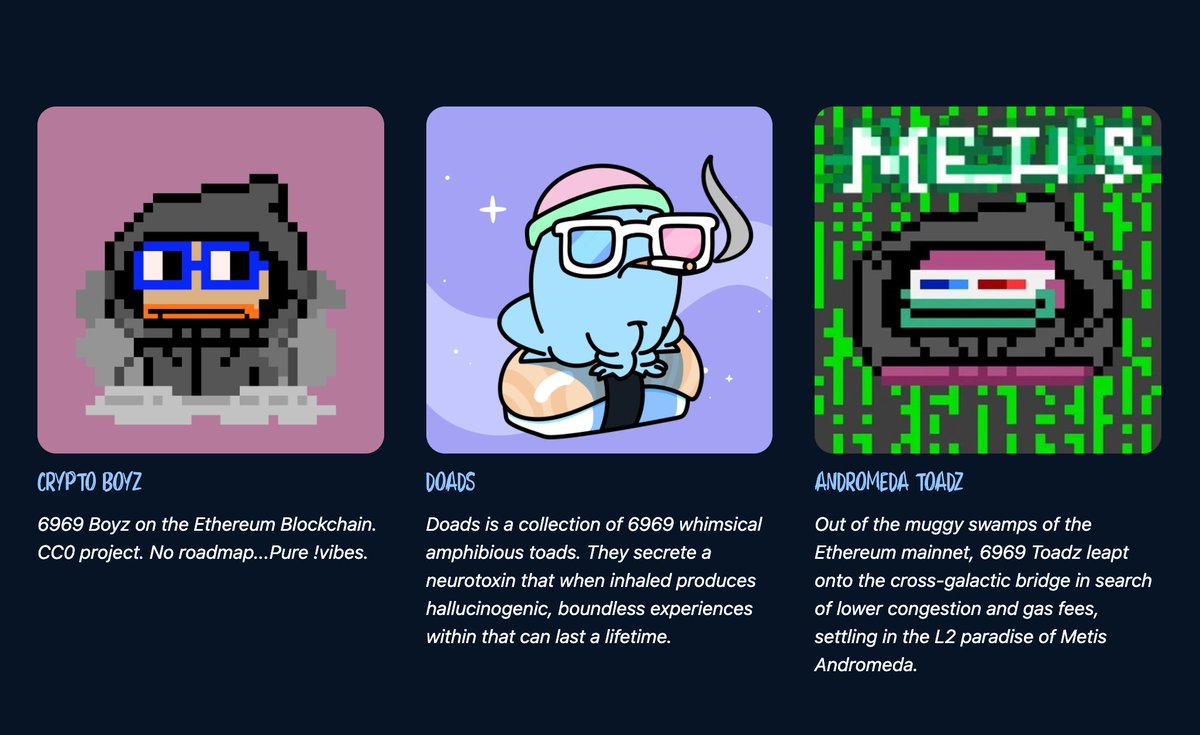 cdt_works's tweet photo. Toolz Roundup 🤠

- CryptoBoyz @CryptoBoyzCC0
- Doads @DoadsBySemplin @supersemplin 
- Andromeda Toadz @AndromedaToadz

https://t.co/62zRQPK20x https://t.co/87TtdpDZ4C