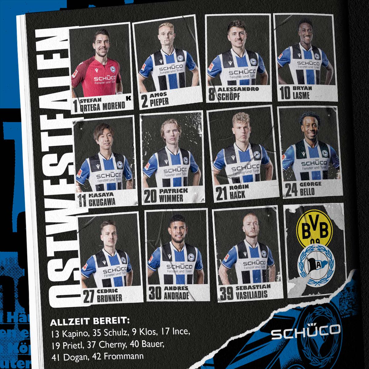 arminia's tweet photo. Das ist unsere Mannschaft für das Auswärtsspiel in Dortmund! 🙌
#BVBDSC https://t.co/VKG4uJbNZ7