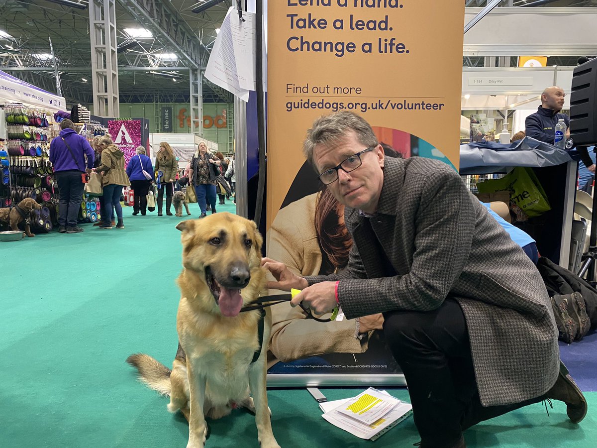 Here at #Crufts2022 to present the <a href="/guidedogs/">Guide Dogs</a> ring show celebrating 90 years of this wonderful organisation. A charity I love. This is Nicky (father of 4) with breeding dog Brodie (father of 34).