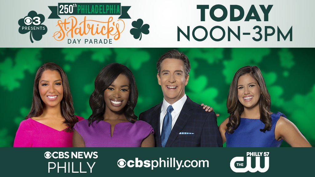 🍀WATCH LIVE: The St. Patrick's Day Parade🍀

Join us TODAY AT NOON on <a href="/cwphilly/">cwphilly</a> and CBS News Philly. 

The parade will be rebroadcast rebroadcast on Thursday, March 17th at 9 a.m. on CBS3.

philadelphia.cbslocal.com/cbs3-hosts-the…