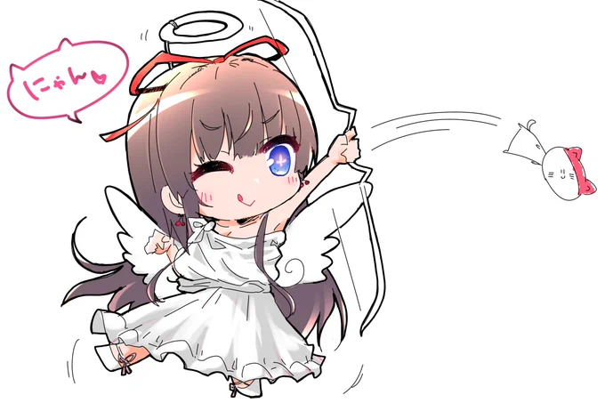 ココロに『にゃん』を放つキューピッド #ちぇり絵 