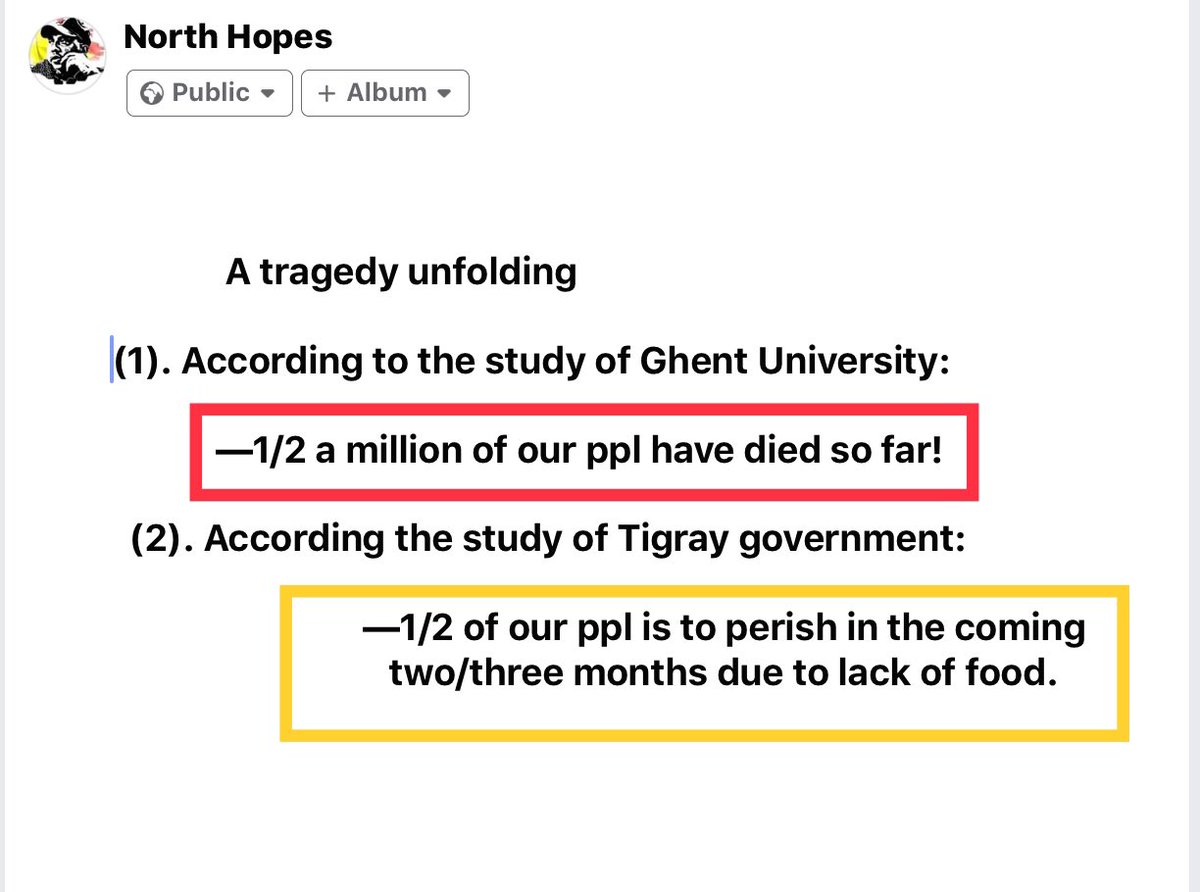 semeresp's tweet photo. What a tragedy
According to the study of Ghent University 1/2 a million of our ppl have died so far! This is the most painful tragedy for minority ppl like Tigrayans. (1) https://t.co/zKYkVQNVQe