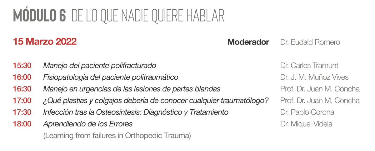 doctorvidela's tweet photo. Os esperamos en el #Modulo6 de la 2ª Edicion del #CursoFracturasBroggi el próximo 15.03.2022, dedicado a un tema tan incómodo como es “Aquello de lo que nadie quiere hablar". Recordad el link para suscribiros al curso: https://t.co/eLaukR7wPd. Hasta entonces!! https://t.co/xEaGTnUp16
