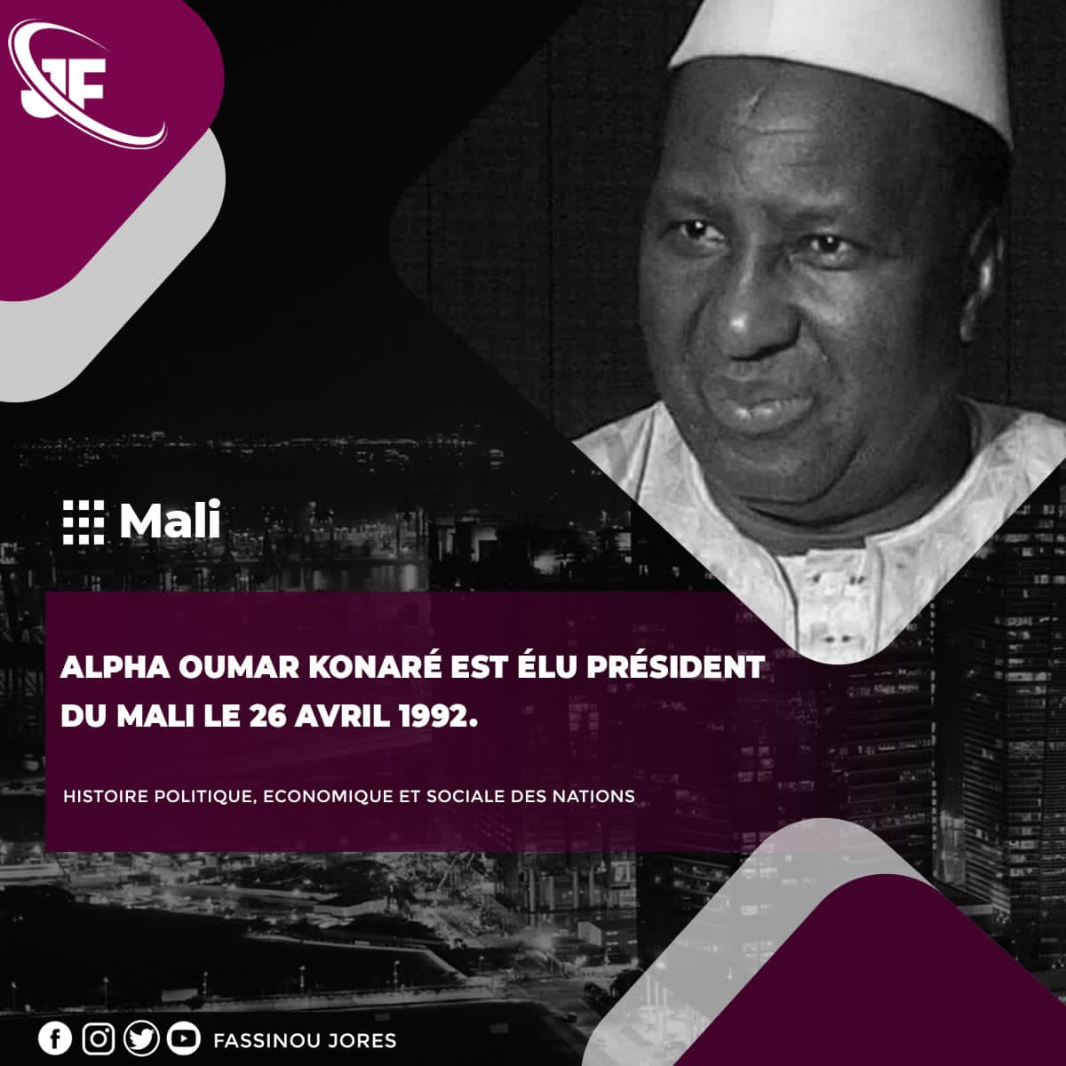 fassinou_jores's tweet photo. Alpha Oumar Konaré est élu  Président du Mali le 26 Avril 1992.

https://t.co/7k1xktVvS1 https://t.co/1nQ0x7Et0X