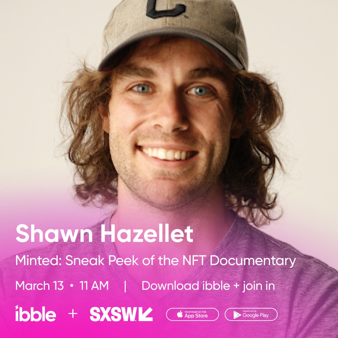 getibble's tweet photo. Still asking "WTH is an #NFT"? Join us as we get a sneak peek into Nicholas Bruckman, Rahilla Zafar, and Shawn Hazellet's 🎥NFT Documentary at 11 AM CT. Explore behind the scenes on the #ibbleapp 👉https://t.co/ylVvERg7L2
#SXSW #film https://t.co/1sUzbTZSvp