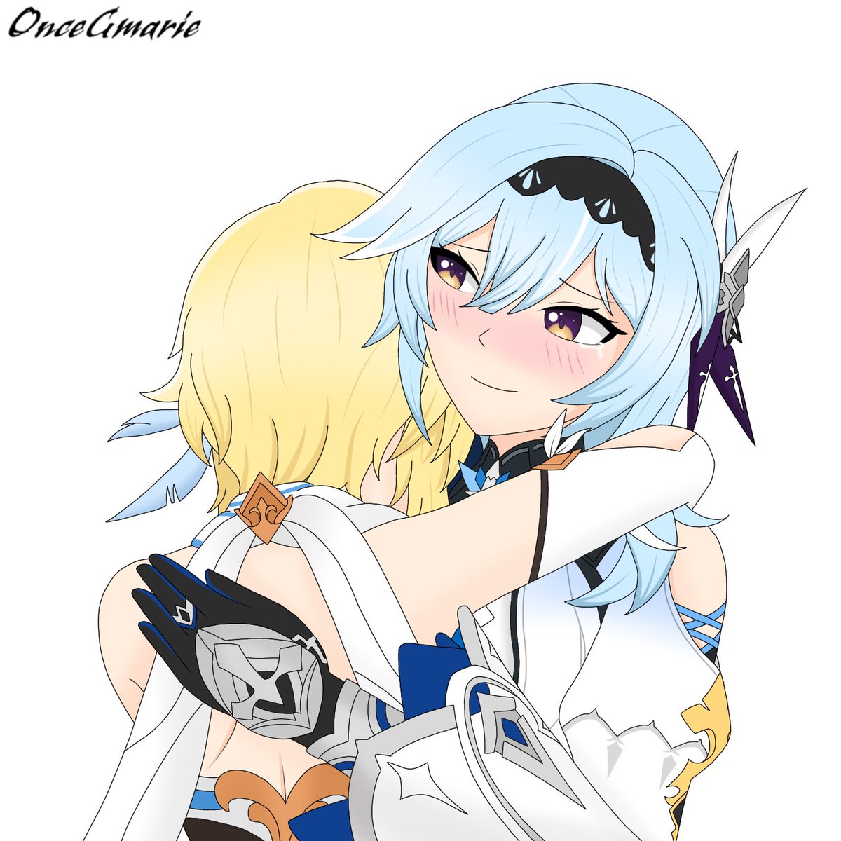 OneMar_'s tweet photo. After having a little chat with Eula at the bartender event..I feel so bad and I wanna hug her.😔

#GenshinImpact #Eula #Lumine #��神 #fanart https://t.co/5PB0IkwOCR