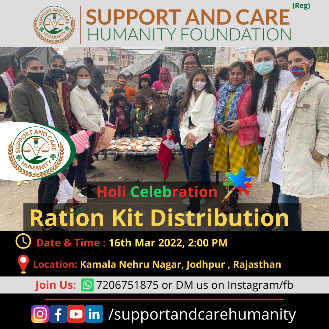 SupportAndCare3's tweet photo. #HoliCelebration #rationdistribution
#food #instagood

Join Mission https://t.co/mQTNphCX6y (Link in bio) or WhatsApp us : 7206751875

#ngo #charity #nonprofit #education #donate #volunteer #covid #india #support #help #love #children #community https://t.co/12hoFpsJpx