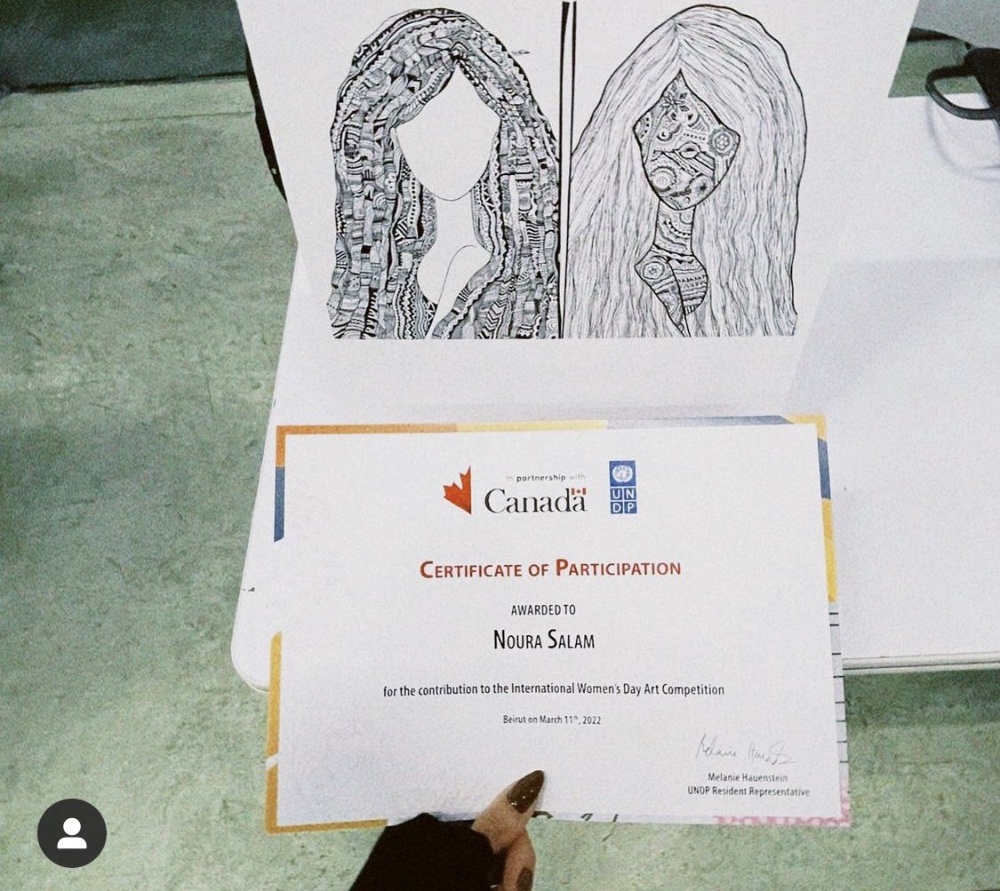 AbirChebaro's tweet photo. Proud of the talented Noura Salam my former @LAUMEPI_TL @LebAmUniv student and feminist artist who has participated in #createforequality competition for #iwd2022 by @UNDP_Lebanon and @CanadaLebanon under the theme of women’s economic #Empowerment https://t.co/6y6MM24CpL