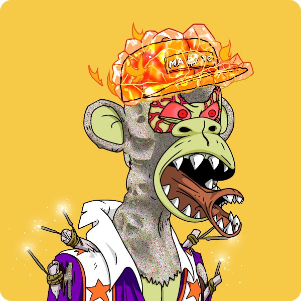 tmagled's tweet photo. looking to enter the @BoredApeYC eco system or add to ur bags? 👀

this fine m1 mutant includes:
-the flaming red bayc hat 🔥
-noise fur 
-rage mouth 🤬
-stunt jacket 🧨

+only 2 OG apes exist with red hat /noise fur… priced @ 145 and 150

unlisted rn but available for 42.69 eth https://t.co/P8v1wKgVqM