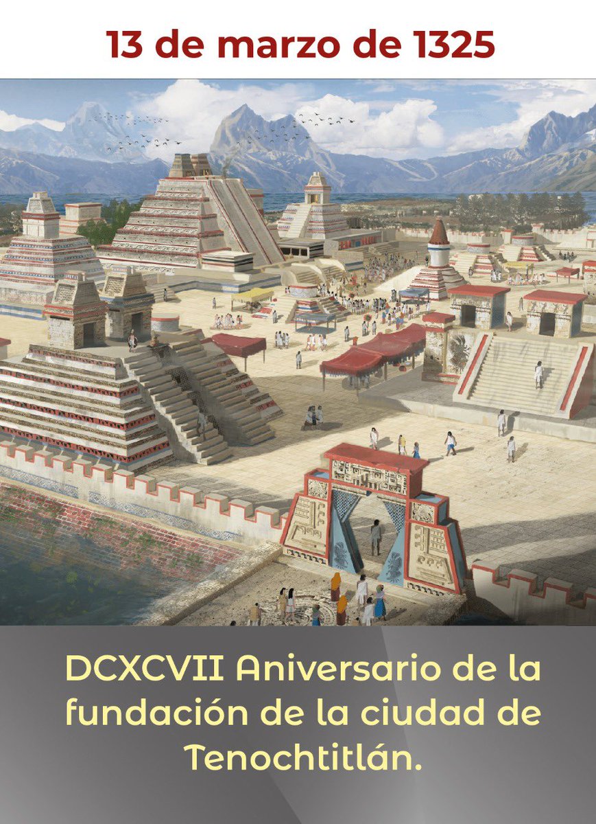 evelyn_parraA's tweet photo. #UnDíaComoHoy📆 en 1325 los mexicas fundan la gran Tenochtitlán, cuyo nombre significa "En el ombligo de la Luna". Siglos después, de esta ciudad, nacería México como nación. 🇲🇽🦅

#FelizDomingo
#VCesCultura https://t.co/Q4X2tHnOAQ
