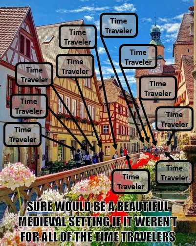 I don't know if it's the time travelers or all of the signs that is ruining the picture.