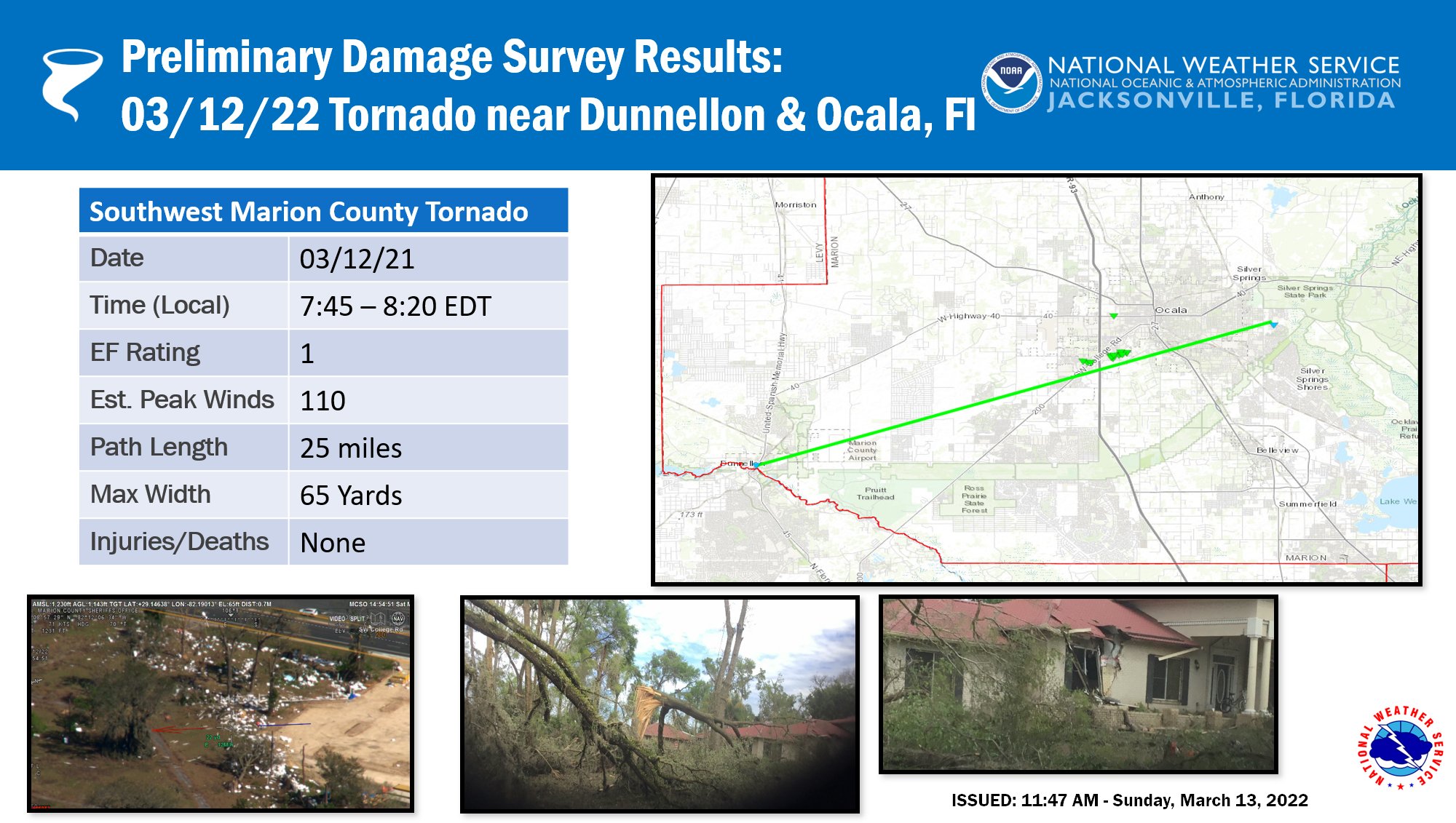 NWS Jacksonville on Twitter "Preliminary Damage Survey of the Marion