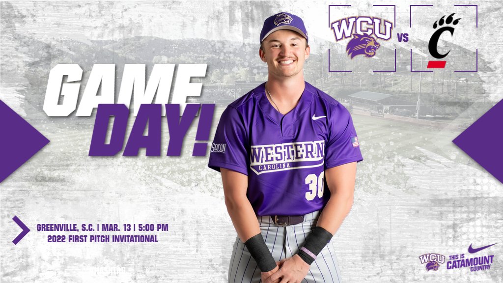 ⚾️GAME DAY⚾️
🆚 <a href="/GoBearcatsBASE/">Cincinnati Baseball</a> 
📍 Fluor Field | Greenville, SC
🕔 5:00 PM
📺 YouTube bit.ly/3I493Jf
📊bit.ly/3tLXAJ6
#⃣ #CatamountCountry