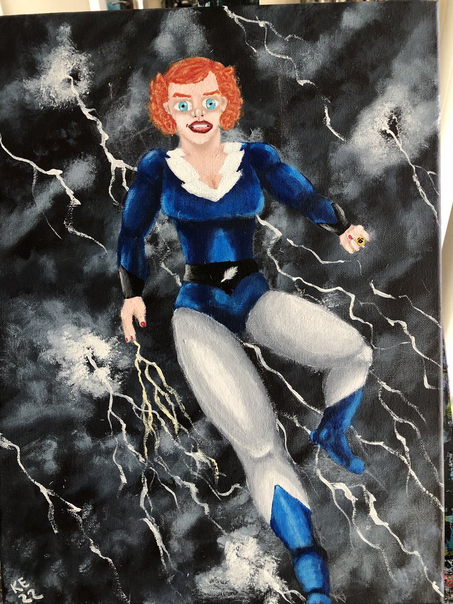 hereskirby's tweet photo. Light Lass/Lightning Lass in the middle of the storm. (29/36). #LightLass #LightningLass #LegionofSuperHeroes https://t.co/Nu6LCTy41B