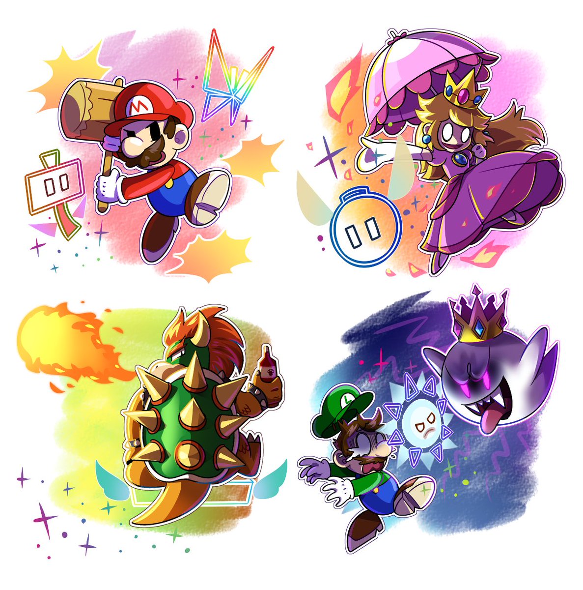 Emi_Scamander07's tweet photo. I donโt know who made this, but I love it so much ๐ฑ๐โค๏ธ #mario #peach #luigi #bowser #superpapermario #tippi #cudge #boomer #carrie #barry #kingboo https://t.co/ltSwSMzi5Z