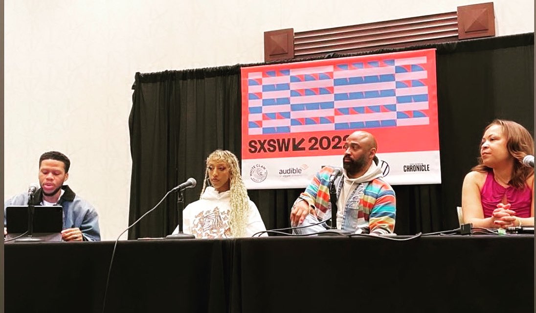 cmesi's tweet photo. Dope #BlackInWeb3 @sxsw panel with @blacktag CEO @akinadebowale, @join_royal Founder @NaithanJones, Web3 influencer KESH.

#Web3 #cryptocurrency #SXSW https://t.co/lBi8zOhkEb