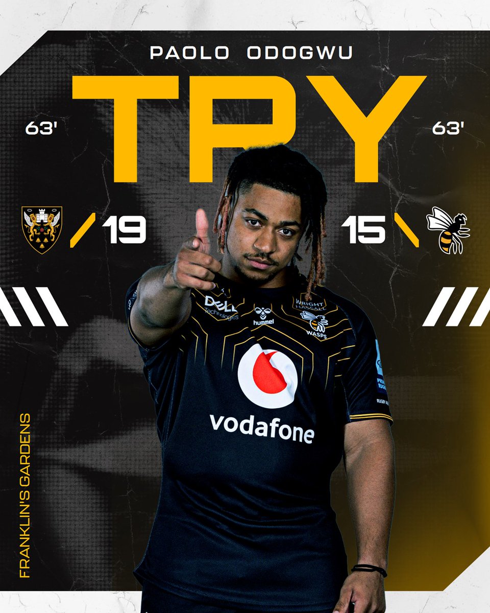 WaspsRugby's tweet photo. 64' WASPS TRY! Will Porter snipes and breaks through the line. He finds Paolo Odogwu to finish in the corner...
๐ 19 - 15 ๐ https://t.co/dGhrzby6Cw