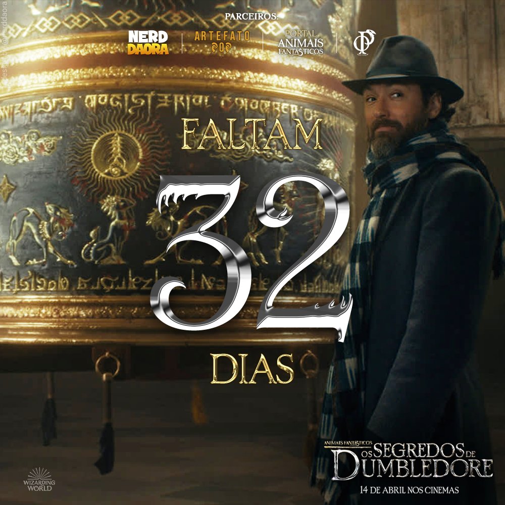 Faltam 32 dias para Animais Fantásticos: Os Segredos de Dumbledore. #FantasticBeasts #SecretsOfDumbledore